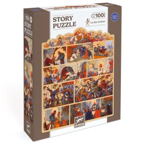 Djeco  Story Puzzle 100 peças - O Rei Artur
