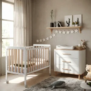 Micuna Trio Nordika (Berço + Comoda + Kit Co-sleeping) [Branco Madeira]
