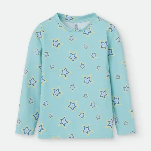 Waterlemon Camisola Manga Comprida Praia/Piscina UV Turquesa com estrelas