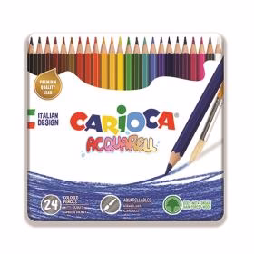 CARIOCA Caixa metal 24 lápis de cor aguarela