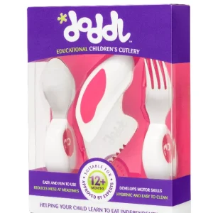 Doddl 3 talheres infantis de aprendizagem rosa